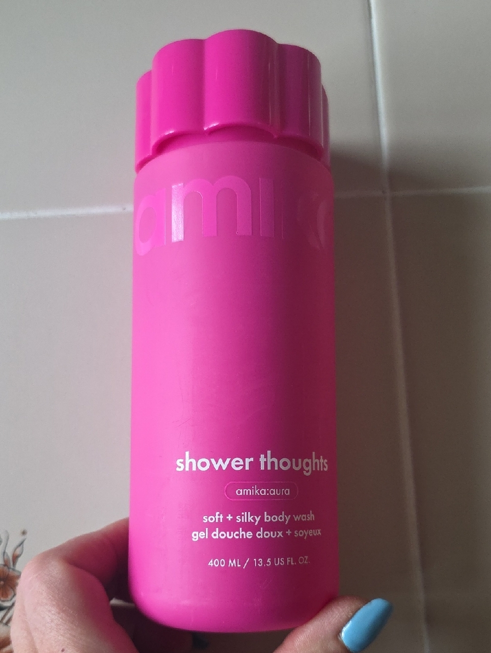 amika Shower Thoughts Soft + Silky Body Wash - Bright Pink Bottle